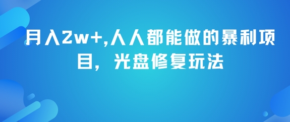 月入2w+，人人都能做的暴利项目，光盘修复玩法-云网创