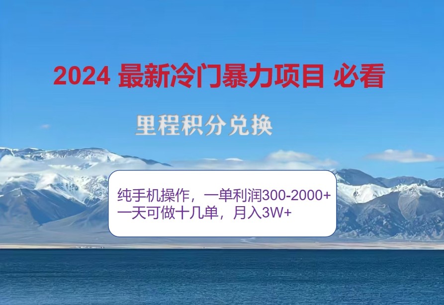2024惊爆冷门暴利，里程积分最新玩法，高爆发期，一单300+—2000+-云网创