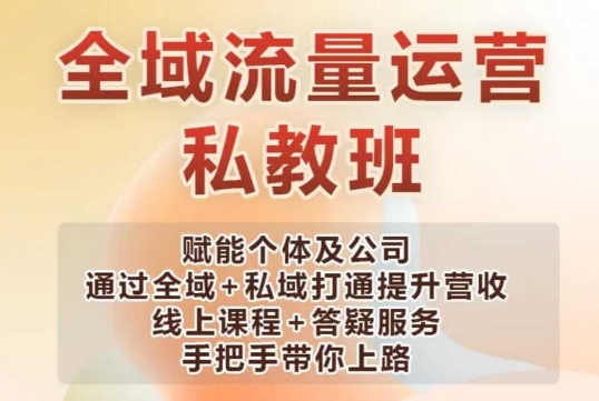 全域流量运营操盘课，赋能个体及公司通过全域+私域打通提升营收-云网创