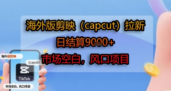 海外版剪映(capcut)拉新，日结算1k+，市场空白，风口项目-云网创