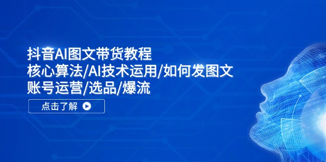 抖音AI图文带货教程：核心算法/AI技术运用/如何发图文/账号运营/选品/爆流-云网创