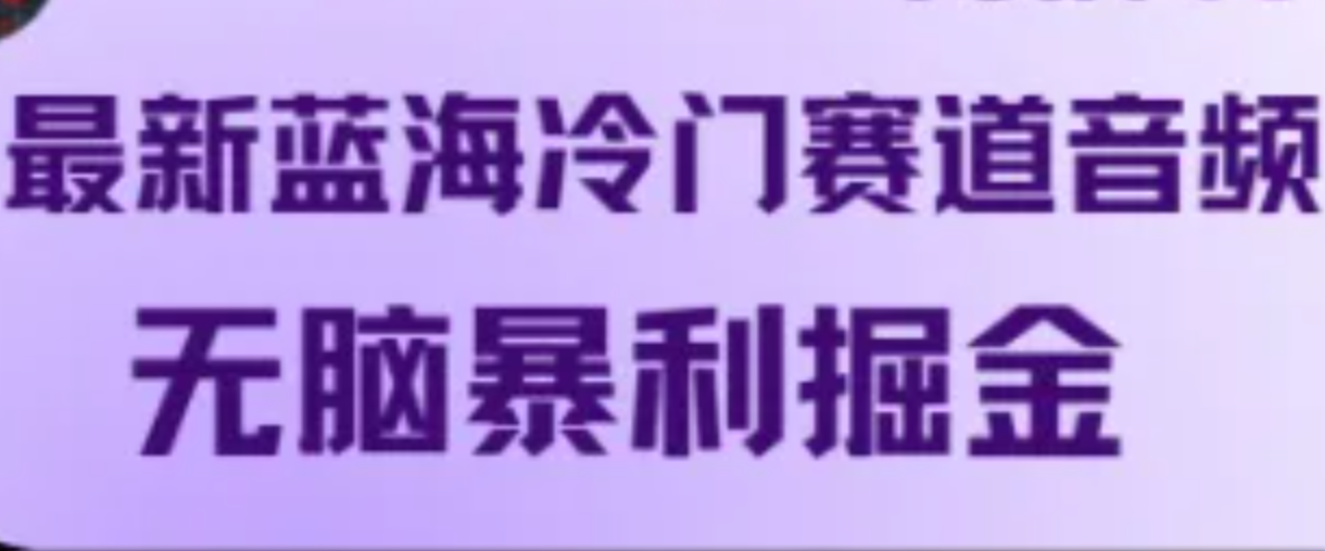 最新蓝海冷门赛道音频，无脑暴利掘金-云网创