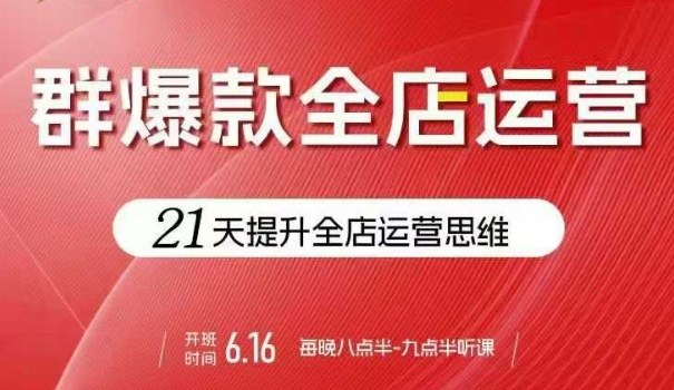 贾真电商群爆款全店运营，21天提升全店运营思维，起店、全店运营爆款不断-云网创