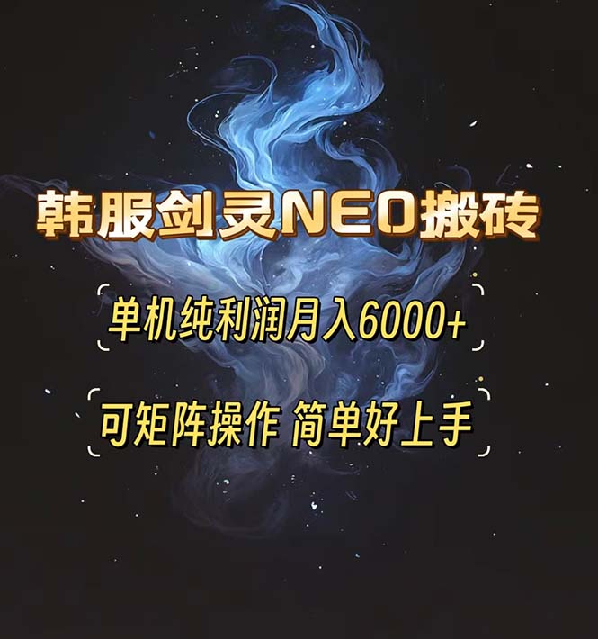 韩服剑灵NEO搬砖攻略，单机纯利润月入6000+ 可矩阵操作，简单好上手。-云网创