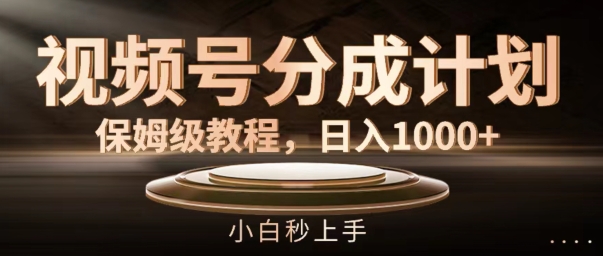 视频号分成计划保姆级教程，日入1K，小白秒上手【揭秘】-云网创