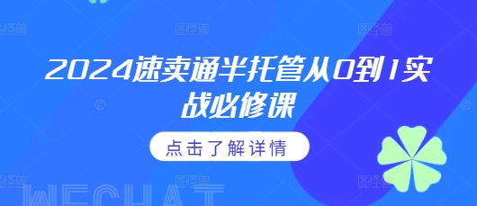 2024速卖通半托管从0到1实战必修课，掌握通投广告打法、熟悉速卖通半托管的政策细节-云网创