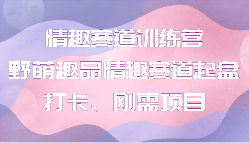 情趣赛道训练营 野萌趣品情趣赛道起盘打卡、刚需项目-云网创