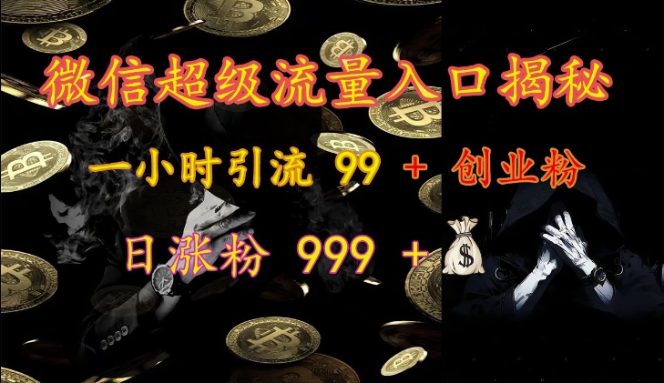 微信超级流量入口揭秘：一小时引流 99 + 创业粉，日涨粉 999 +-云网创