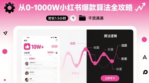 从0-1000W小红书爆款算法全攻略，时长1.5小时，干货满满-云网创