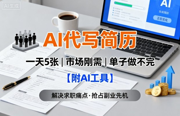 AI代写简历，一天5张，今年找工作难，市场刚需，单子做不完【附AI工具】-云网创