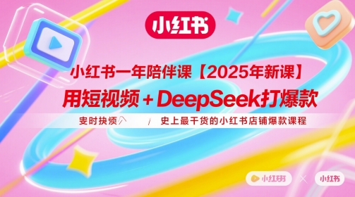 小红书一年陪伴课【2025年新课】，用短视频+deepSeek打爆款，史上最干货的小红书店铺爆款课程-云网创